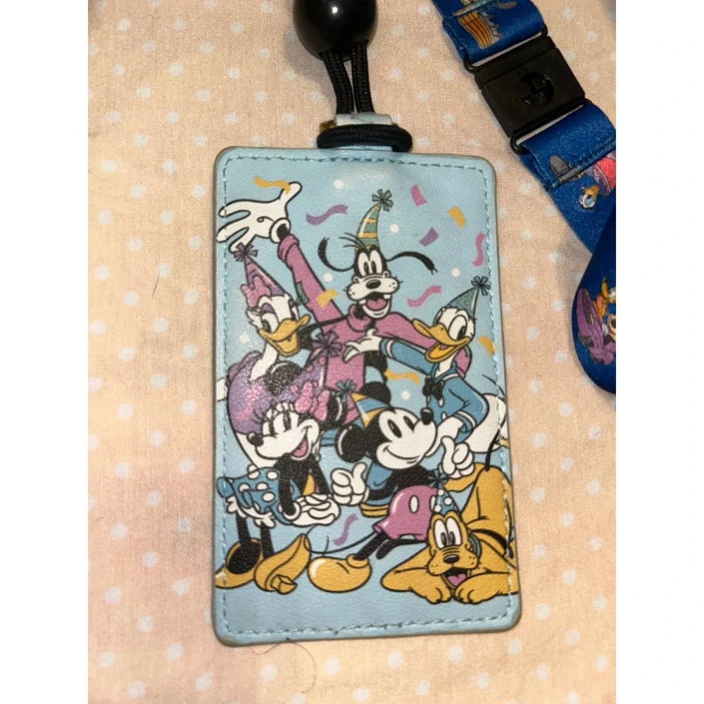 Disney Parks Loungefly Mickey Friends Birthday Celebration Lanyard ID Holder